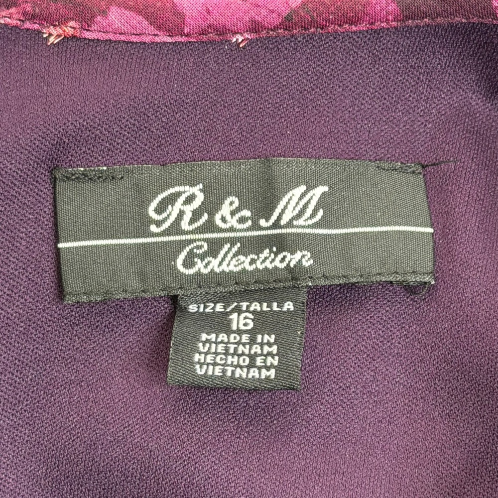 NWD R&M Richards Plum Rose Floral Halter Keyhole Chiffon Gown Maxi Dress Size 16 - Picture 9 of 16